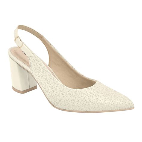 Slingback Piccadilly Luiza Salto Alto Branco