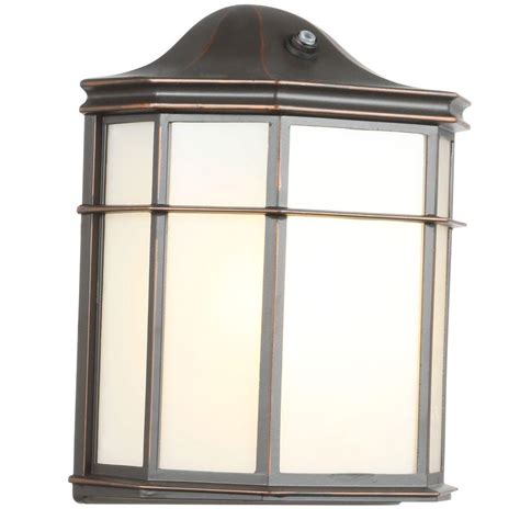 Hampton Bay 1-Light Oil-Rubbed Bronze Outdoor Dusk-to-Dawn Lantern ...