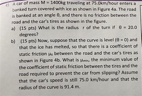 Solved A Car Of Mass M Kg Traveling At Km Hour Chegg