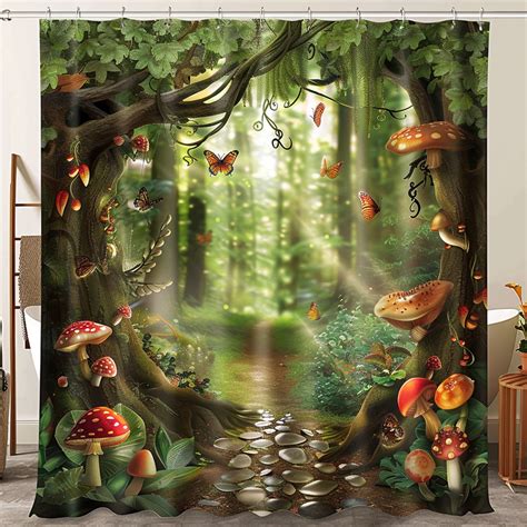 Enchanted Forest Fairy Garden Shower Curtain Whimsical Woodland Design