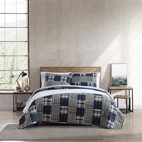 Eddie Bauer Twin Quilt Set Reversible Cotton Bedding With Matching Sham