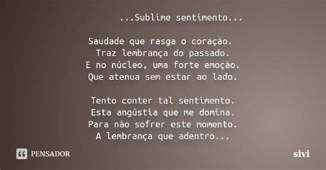 Sublime Sentimento Saudade Que Sivi Pensador