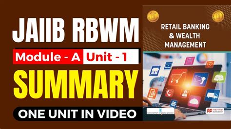 JAIIB RBWM Module A Unit 1 JAIIB RBWM Summary JAIIB Retail Banking