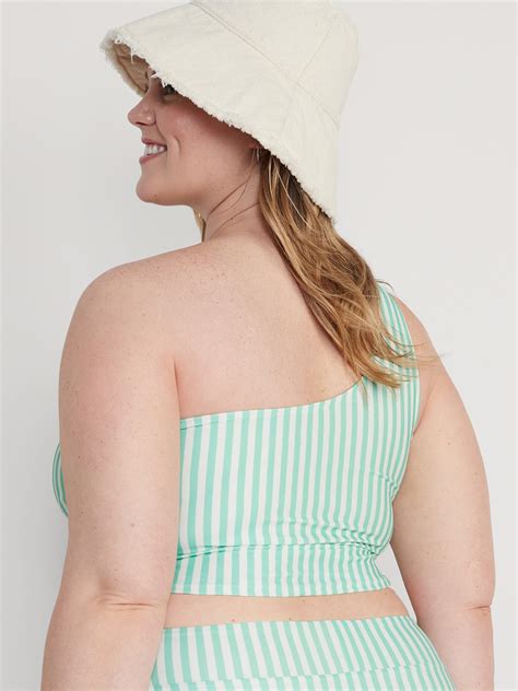 Matching One Shoulder Printed Longline Bikini Swim Top Old Navy