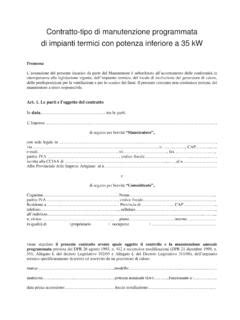 Contratto Tipo Di Manutenzione Programmata Di Impianti Contratto