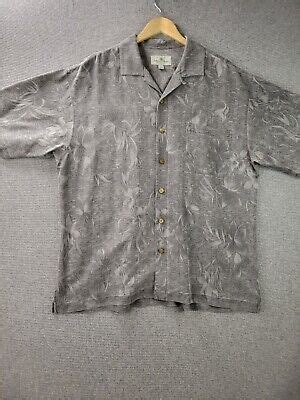 Island Shores Hawaiian Shirt Men S XL 100 Silk Gray Floral Beach EBay