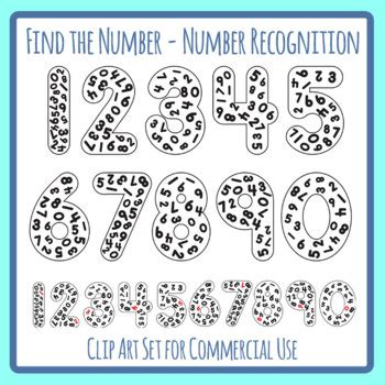 Number Recognition - Find the Matching Numeral Math Clip Art Clipart Set