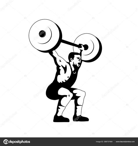 Retro Woodcut Style Illustration Weightlifter Lifting Barbell Viewed