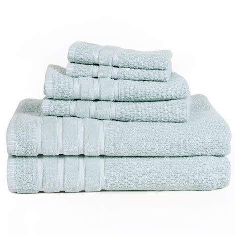 Lavish Home 6 Piece Seafoam 100 Cotton Rice Weave Towel Set 67 0015 SF