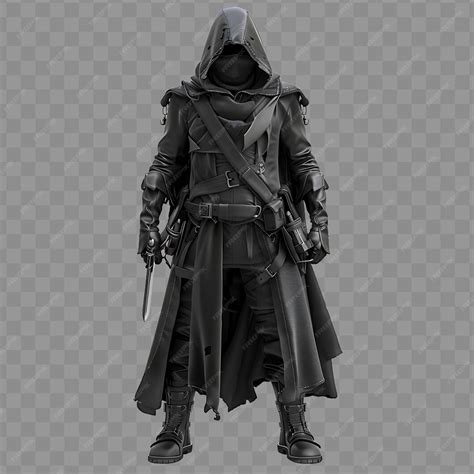 Premium PSD | Cunning Thief Sly Rogue With Slender Form Black Stealth ...
