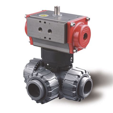 Pneumatically Actuated Valve Ball 3 Way With Trunnions Ritm Industry