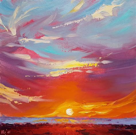 Sunset Cloud Painting Original Skyscape Oil Art Sky Artwork | Etsy ...