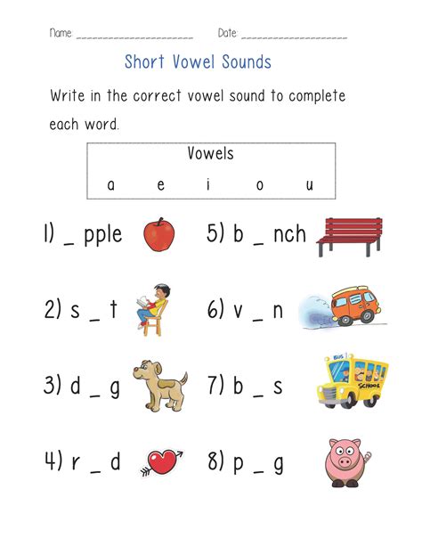 Vowel Letters Worksheets For Grade 1