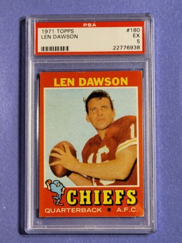 1971 Topps Len Dawson Football Card 180 Psa 5 Ex Kansas City Chiefs