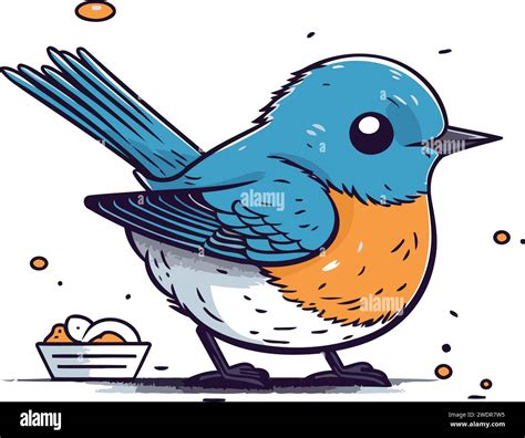 Vector Illustration Of A Cute Cartoon Robin Bird On A White Background