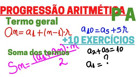 PROGRESSÃO ARITMÉTICA termo geral soma dos termos resolução de