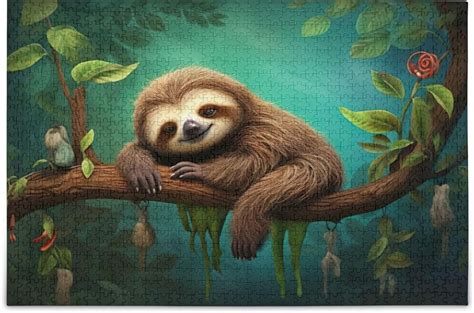 Coolnut Cute Tree Sloth Puzzle For Children Adult 1000 Piece Jigsaw