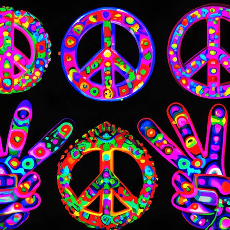 Psychedelic Neon Peace Signs In Lisa Frank Style Creative Fabrica