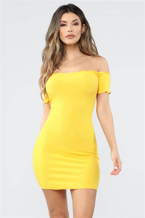 Hermoine Ribbed Dress Yellow Fashion Nova Dresses Fashion Nova