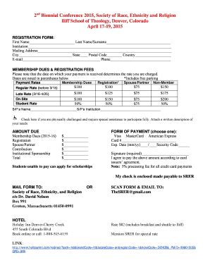 Fillable Online Cercl Rice SRER 2015 Registration Form The Society Of