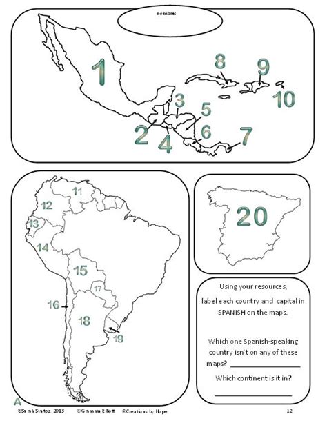 Spanish Speaking Countries Worksheet Map