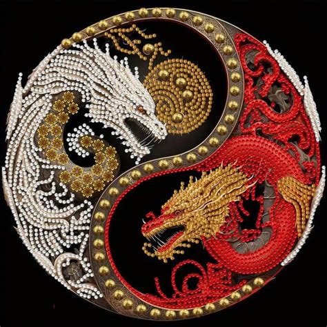 Art Painting Kit Crystal Rhinestone Dragon Tai Chi Pattern Diamond