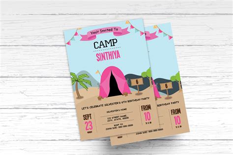 Camping Tent Party Invitation Graphic By Smmrdesign · Creative Fabrica