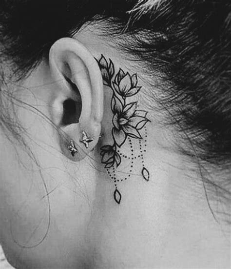 Girls Behind Ear Tattoo Ideas