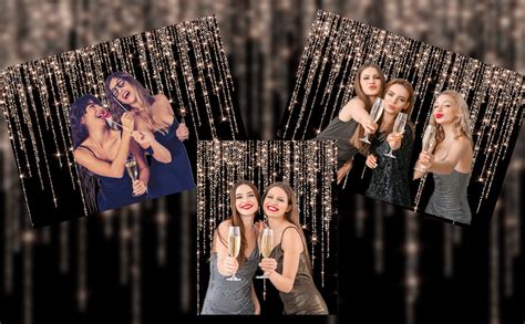 Aperturee Glitter Rose Gold And Black Backdrop 9x6ft Sweet 16th Birthday Girls