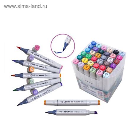 Набор двусторонних маркеров для скетчинга mazari lindo main + pastel ...