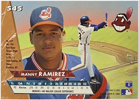 Manny Ramirez 1993 Fleer Ultra Cleveland Indians Baseball Rookie Card