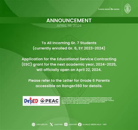 Esc Application Now Open La Salle Green Hills