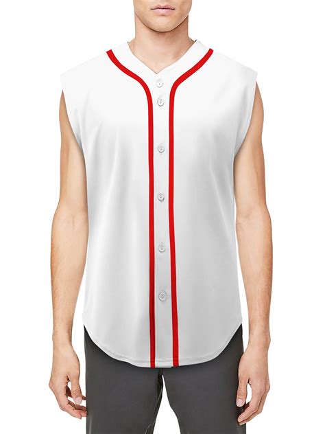 Hat And Beyond Mens Button Down Sleeveless Baseball Jersey Softball