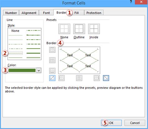 How to design custom border style (thickness/width/diagonal) in Excel?