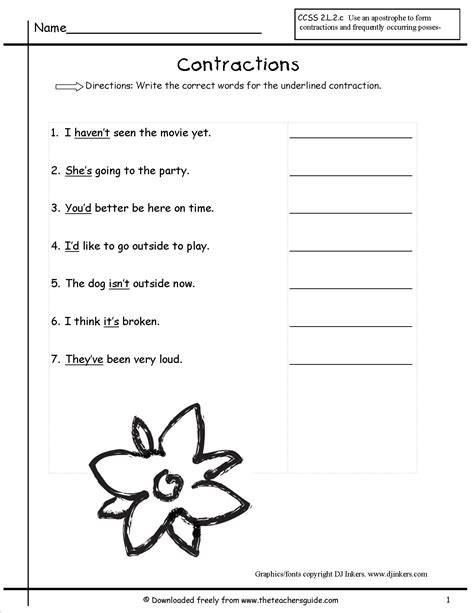 6 Best Images Of Contraction Matching Worksheets Contractions With