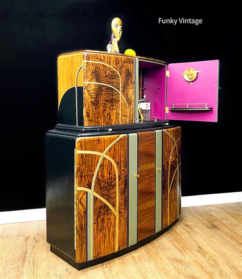 Art Deco Refurbished Rivington London Cocktail Cabinet With Bold Design