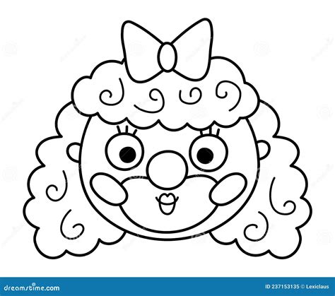 Cara Vectorial De Chica De Payaso Blanco Y Negro Artista De Circo