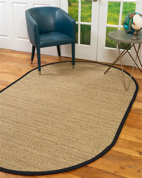 Natural Area Rugs Mayfair Seagrass Rug w/ Extra Wide Black Border, 5' x ...