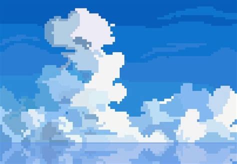 Pixel Art Sky And Clouds Illustration