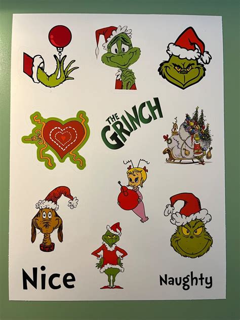 Grinch Stickers 3 Sheets Etsy