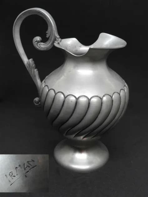 Pichet Ancien En Etain Irman Broc Pot A Lait Creme Aiguillere Vase