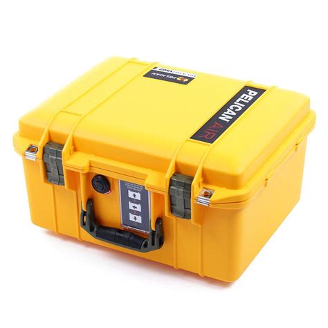 Pelican 1507 Air Case, Yellow with OD Green Handle & Latches - ColorCase