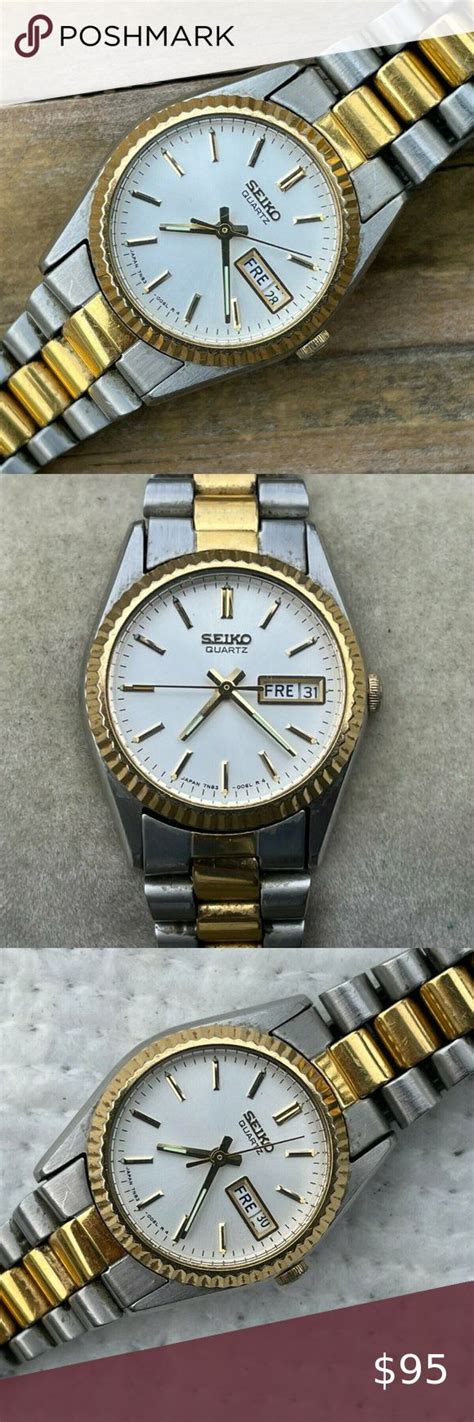 Seiko Quartz Ladies Wrist Watch Goldsilver Tone Analog Dateday Calendar Women Women Wrist