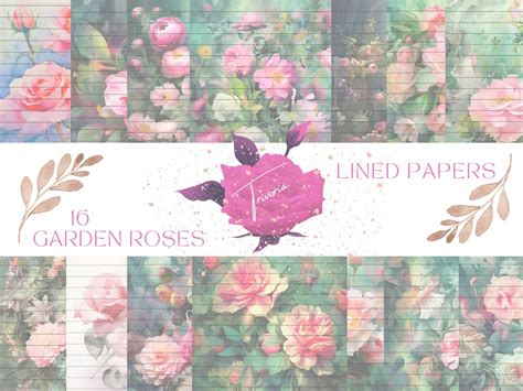 Pink Flower Garden Roses Lined Paper Watercolor Floral Journal Etsy