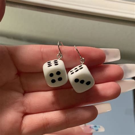 White Dice Earrings Hypoallergenic Earring Depop