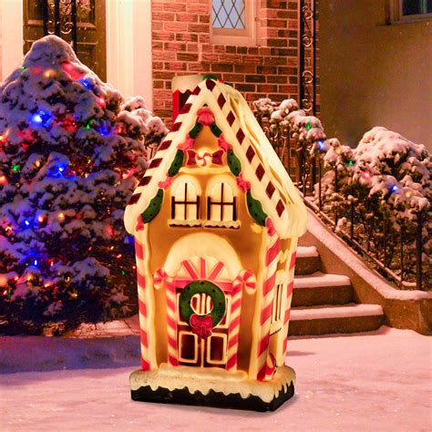 Northlight Lighted Retro Style Blow Mold Gingerbread House Outdoor