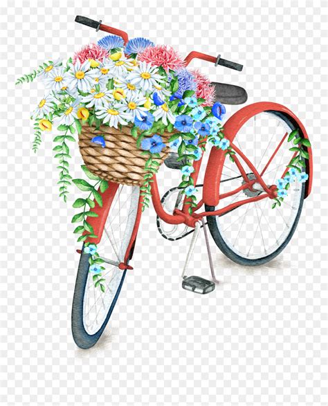 Bicycle With Flower Basket Clipart 5283313 Pinclipart