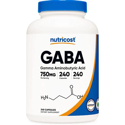 Nutricost Gaba 750 Mg Ácido Gamma Aminobutírico 240 Cápsulas