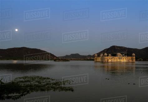 Night view of Jal mahal palace and lake in Jaipur, India - Stock Photo ...