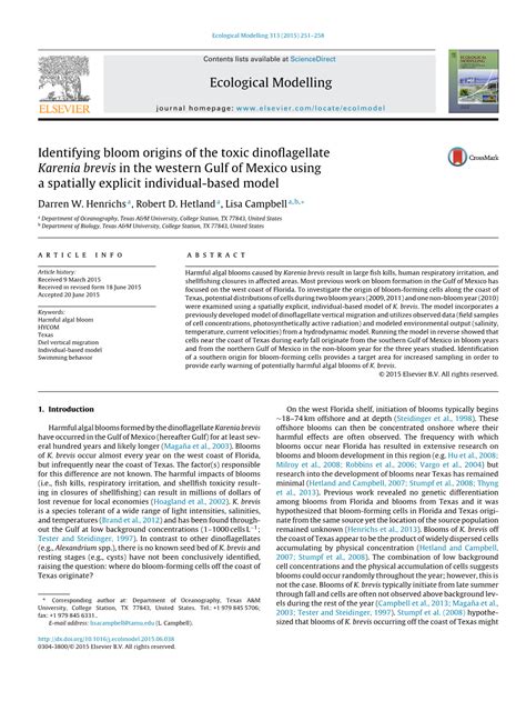 Identifying Bloom Origins of the Toxic Dinoflagellate Karenia Brevis in The - DocsLib